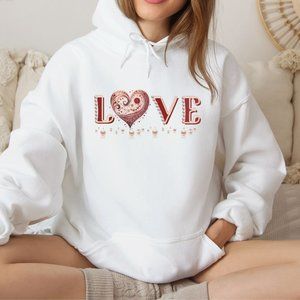 Love Hoodie Valentines or Mothers Day White College Hoodie Sweatshirt